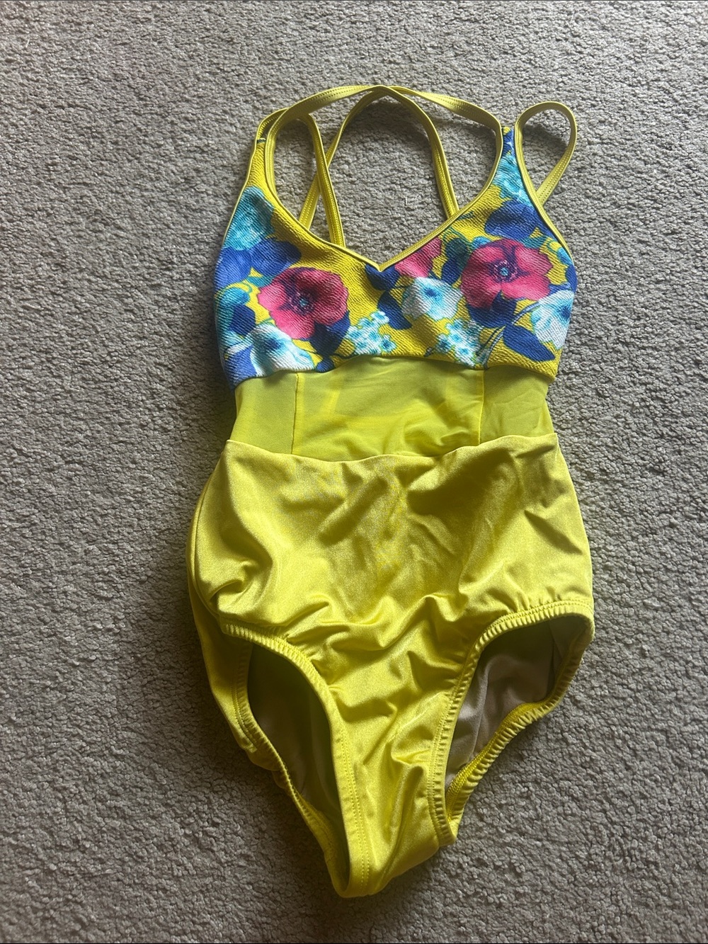 Girls' Yellow Floral-Accent dance leotard